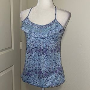 Used Decree blue tank top with lace in the back